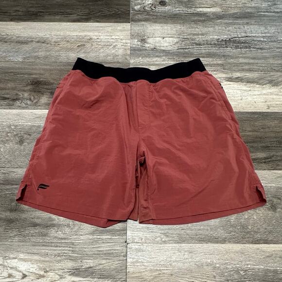 Fabletics Salmon Red Mens 33x7 Training Shorts Activewear Sporty Zip‎ Pockets - Picture 1 of 8